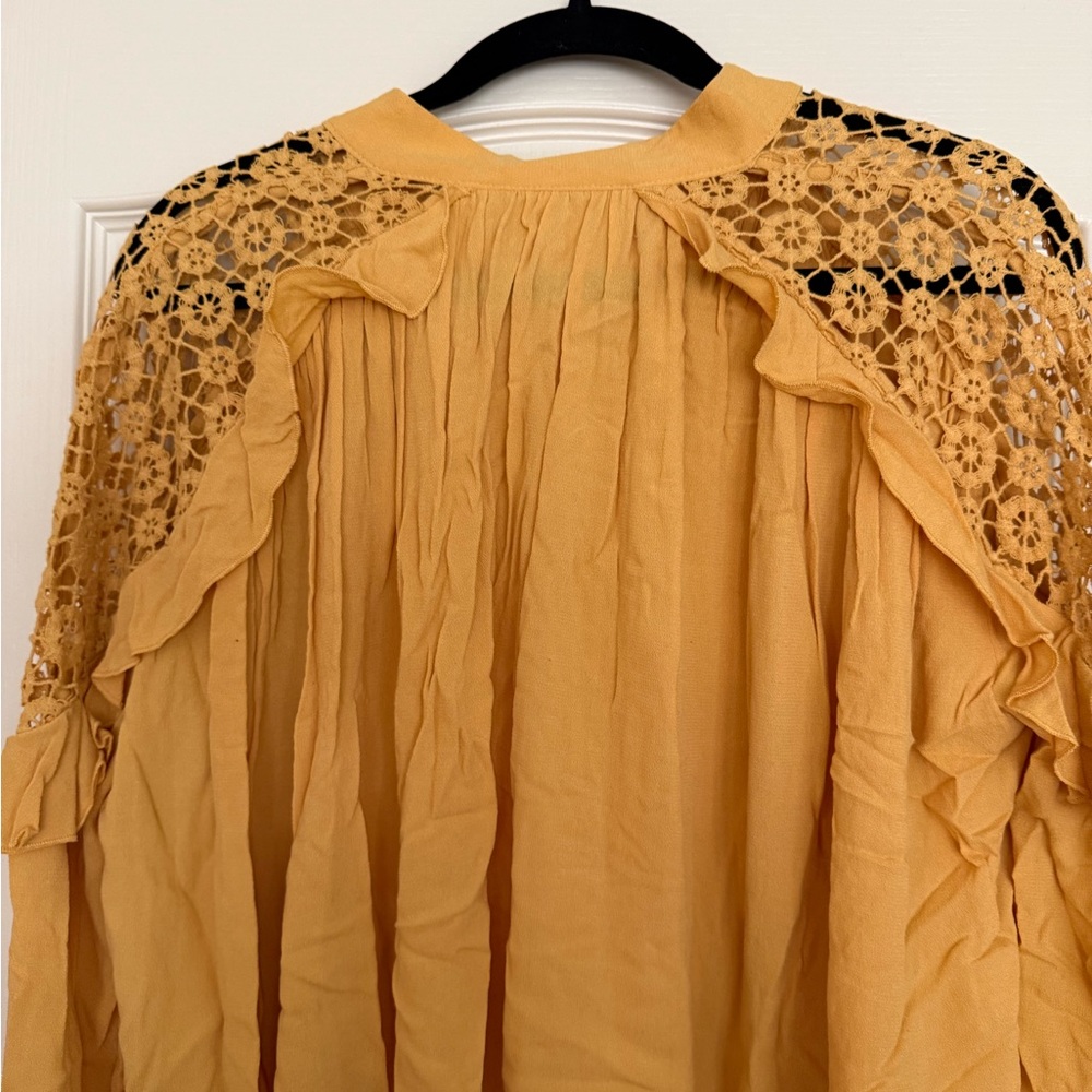 Free people lace trim blouse size S - Picture 3 of 4
